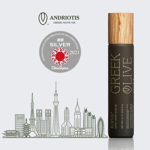 Andrioits Greek Olive Oil black Kopos package competition 2020 Olive Japan silver metal